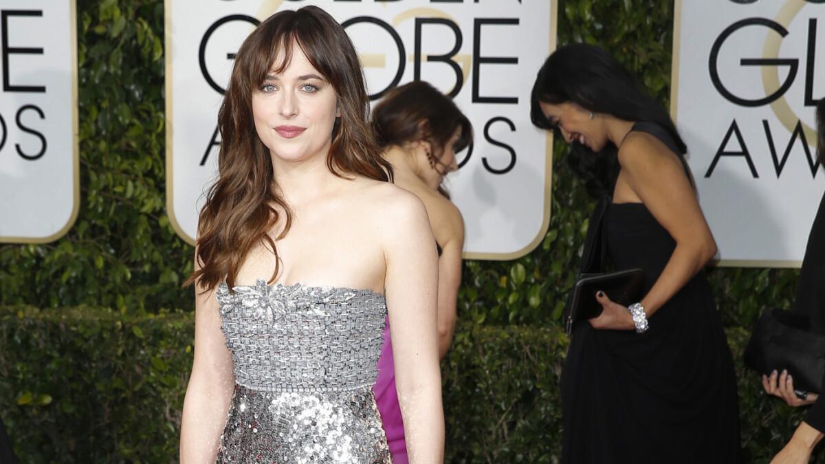 Dakota Johnson at the 72nd Golden Globe Awards show at the Beverly Hilton Hotel on Jan. 11.