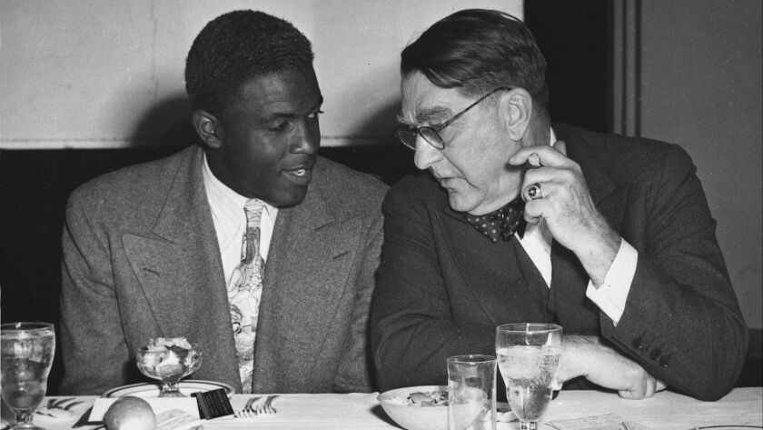 Jackie Robinson and Branch Rickey in 1948.
