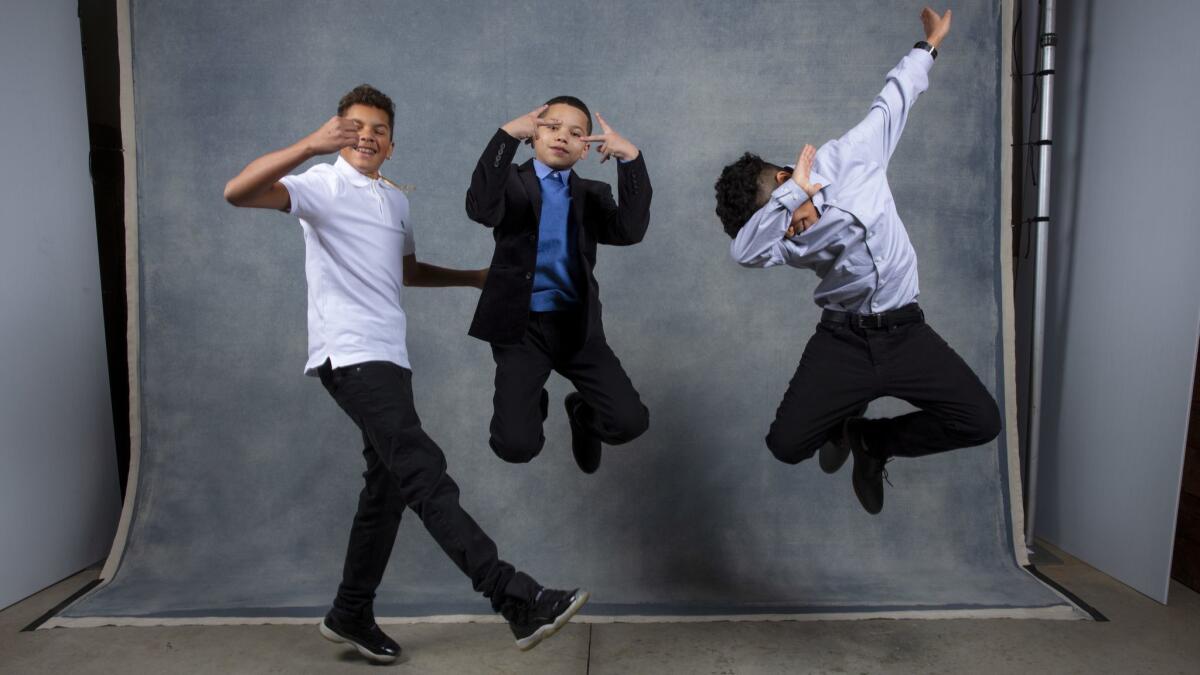 Isaiah Kristian, Evan Rosado and Josiah Santiago from the film, "We The Animals," photographed in the L.A. Times Studio at Chase Sapphire on Main, during the Sundance Film Festival in Park City, Utah, Jan. 20, 2018.