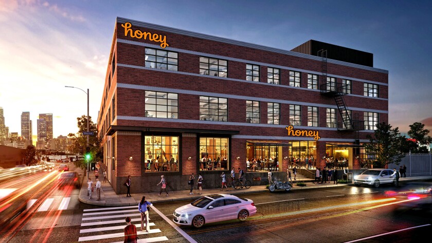 A rendering of the historic Coca-Cola syrup plant at 4th and Merrick streets. It has been leased by online coupon firm Honey, which is taking over the entire building for its new headquarters.