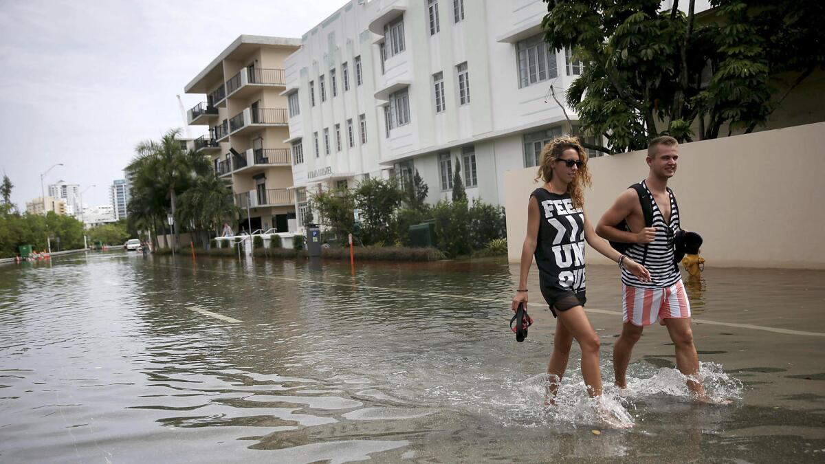 Rising sea level has caused increasingly frequent street flooding in Miami when the highest tides hit, as they did in September 2015.