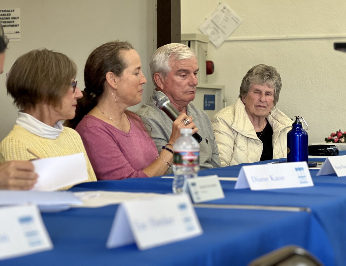 From left, Association for the City of La Jolla board members Diane Kane, Sharon Wampler, Ed Witt and Mary Coakley Munk