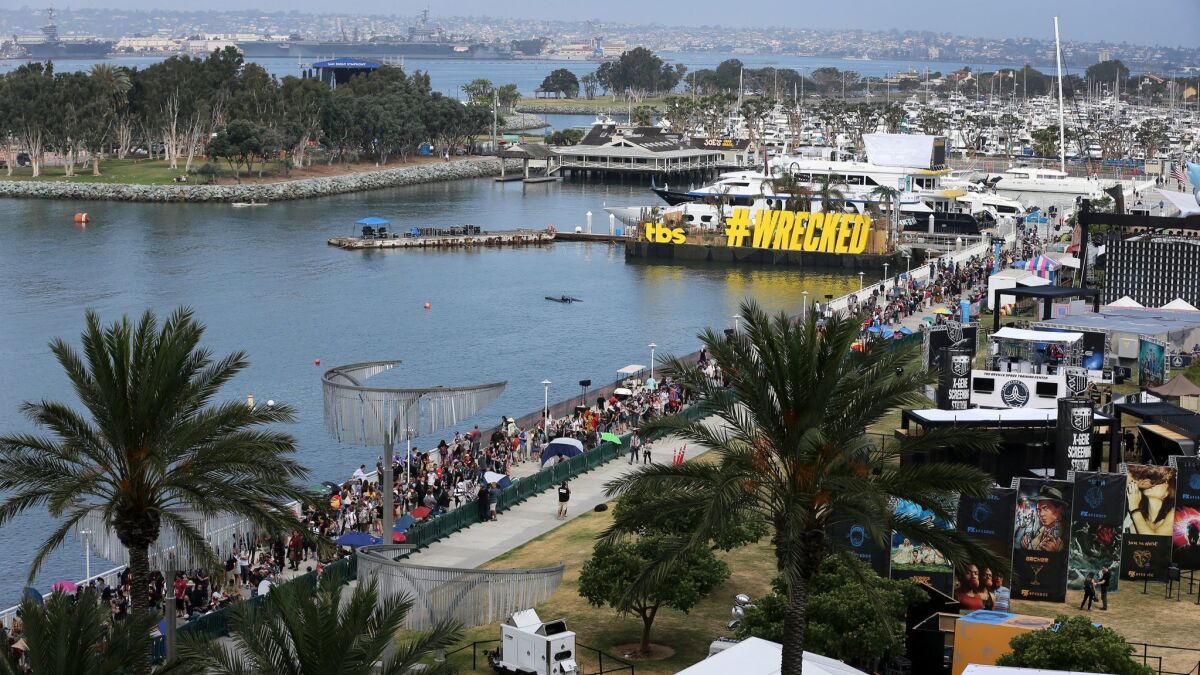 At last year's Comic-Con, the activation for the TBS comedy "Wrecked" drew crowds from its set-up behind the crowded convention center.