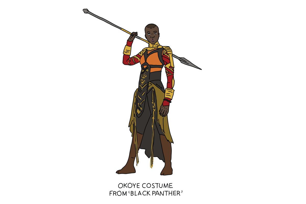 illo of a costume from black panther 