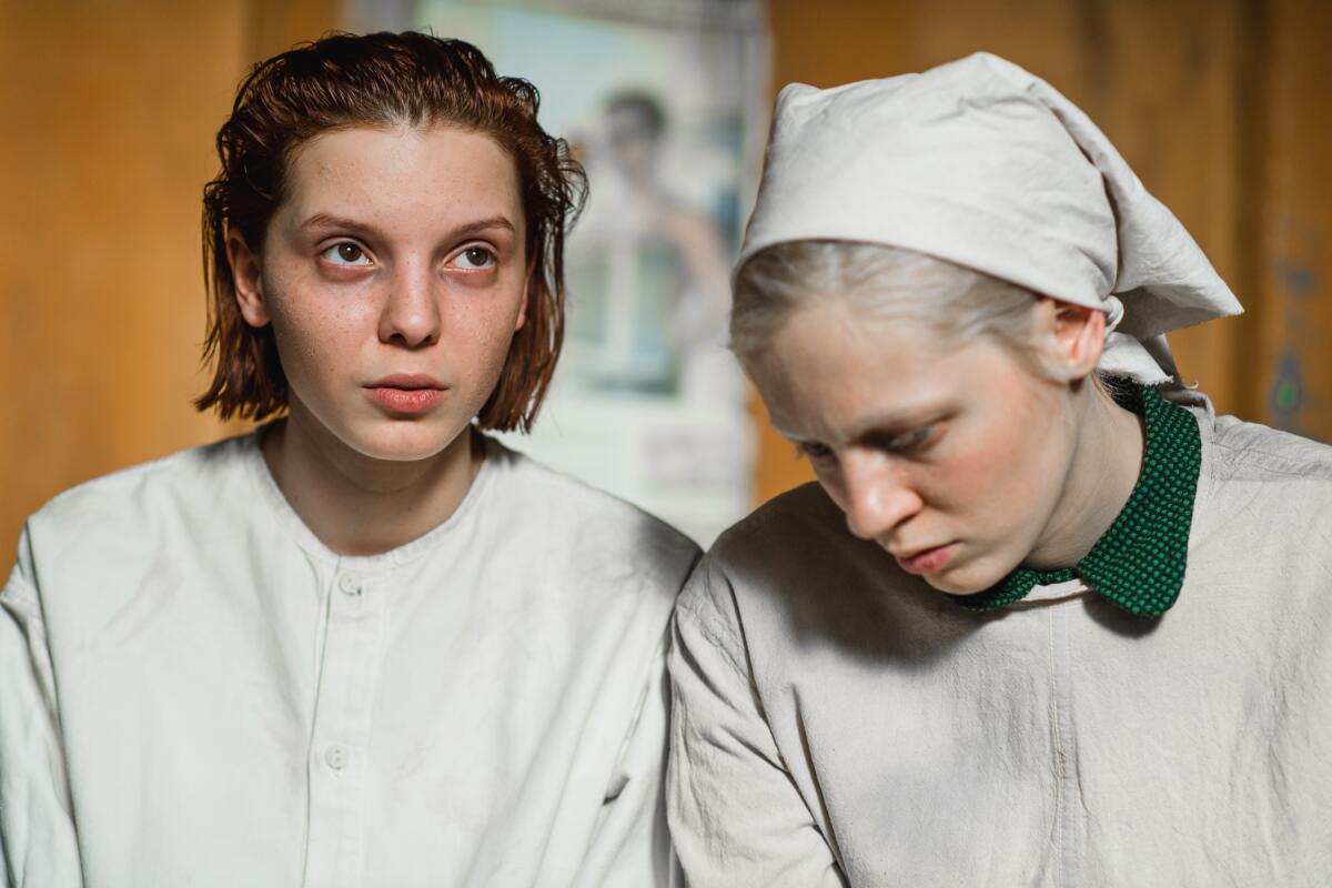 Viktoria Miroshnichenko and Vasilisa Perelygina in a scene from the film "Beanpole," courtesy Kino Lorber