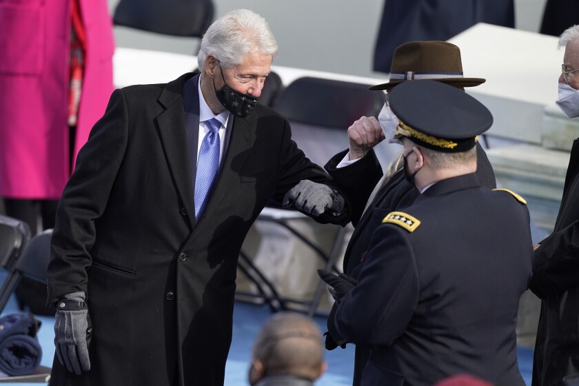 Former President Clinton arrives at the inauguration of Joe Biden in January.