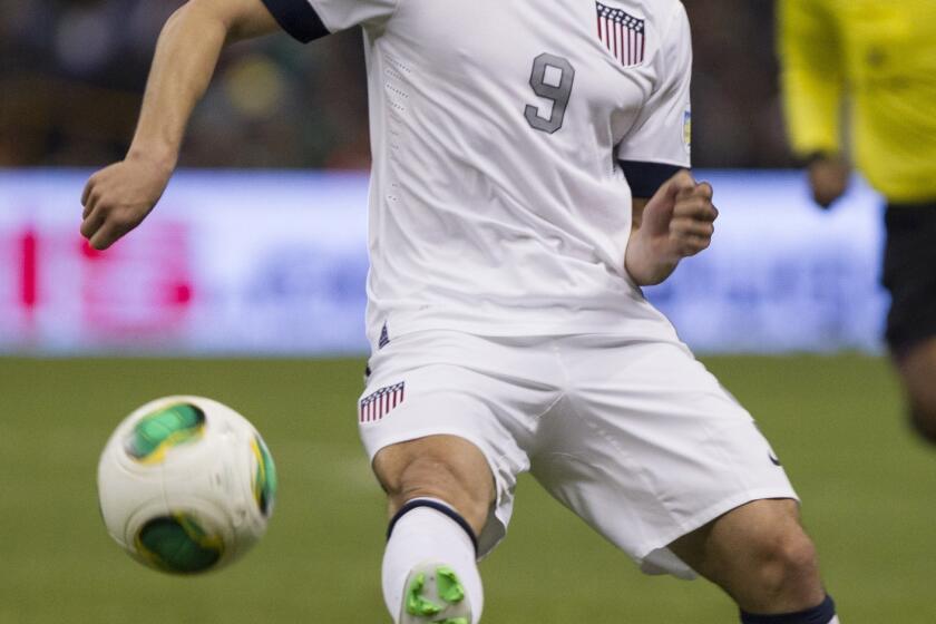 U.S. forward Herculez Gomez controls the ball during a World Cup qualifying match against Mexico in March. Gomez had a strong performance in Tijuana's 3-3 draw against Club America at StubHub Center in Carson on Saturday.