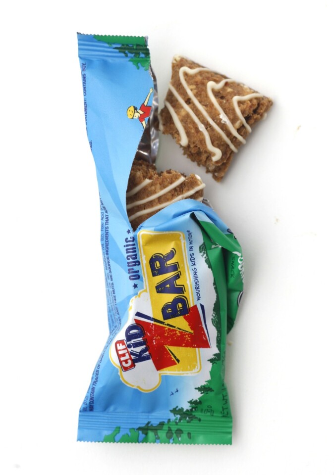 ZBar One of several bars designed for kids' palates Calories: 130 Fat: 4 grams Fiber: 3 grams Protein: 2 grams Carbs: 22 grams