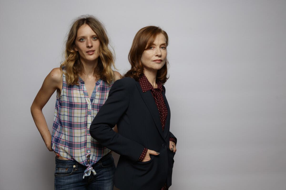 Mia Hansen-Løve, left, and Isabelle Huppert of "Things to Love," in the L.A. Times photo studio at the Toronto International Film Festival in September.