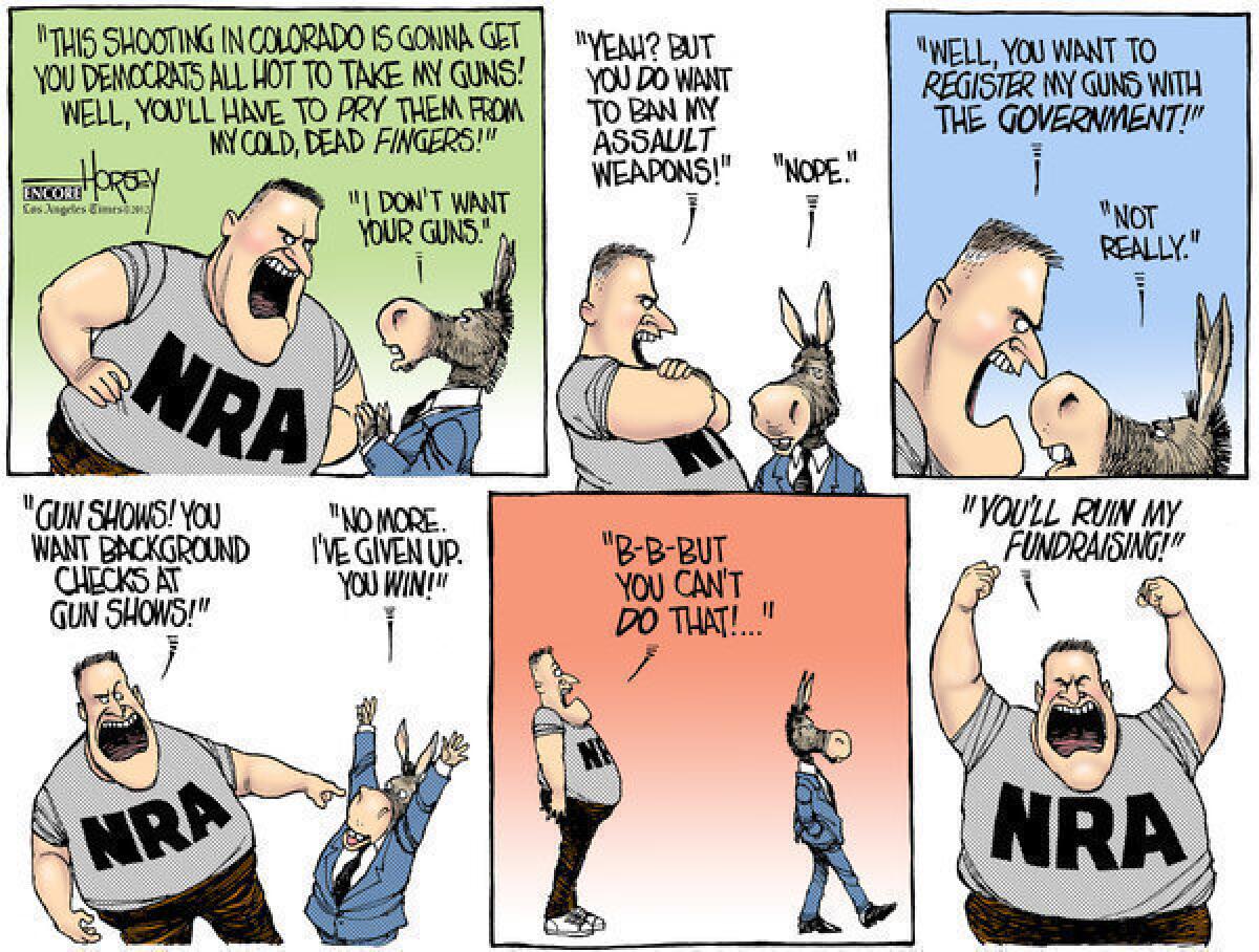 The National Rifle Assn. depends on having an adversary, as this updated Horsey cartoon from 2007 illustrates.