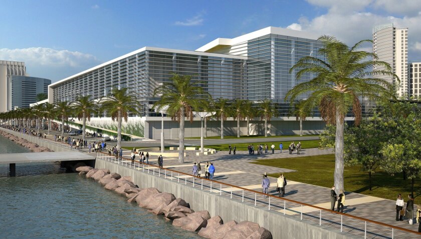 Rendering of the San Diego Convention Center after its proposed expansion.