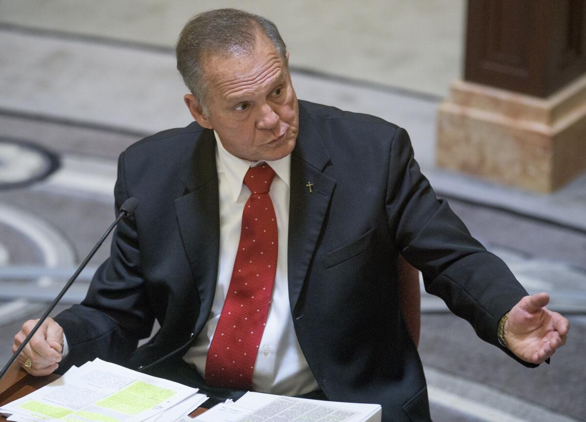 Alabama Chief Justice Roy Moore testifies during his ethics trial before the Alabama Court of the Judiciary on Sept. 28, 2016.