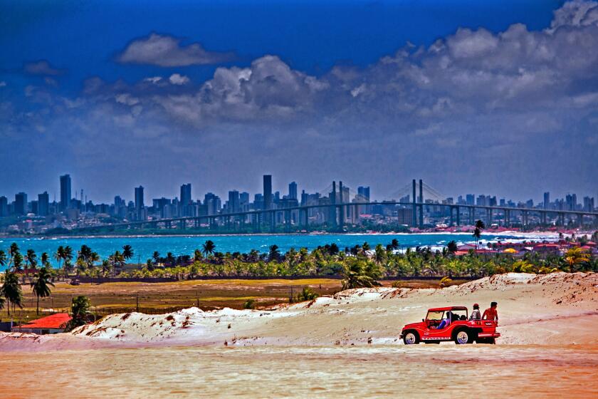 View of the Natal city from the Genipabu beach in Natal, Brazil.
