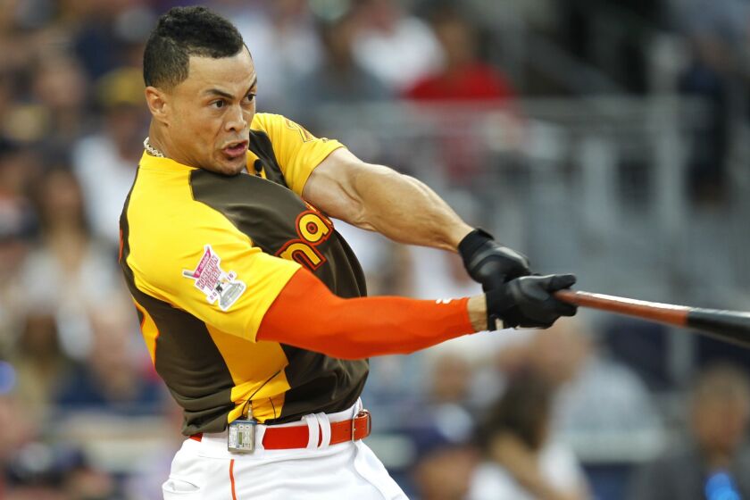 Miami Marlins Giancarlo Stanton won the All Star Game Home Run Derby at Petco Park.