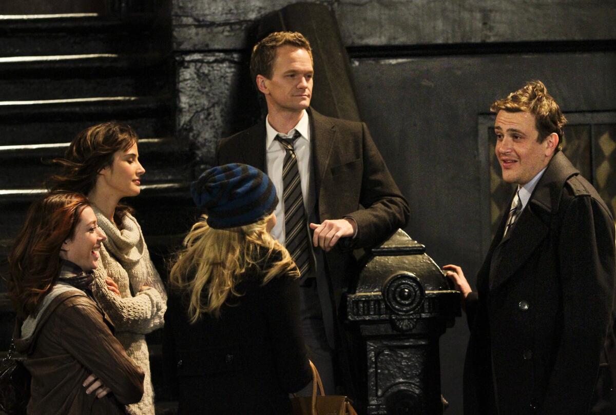The cast of "How I Met Your Mother" on the Fox lot in Century City in 2010.