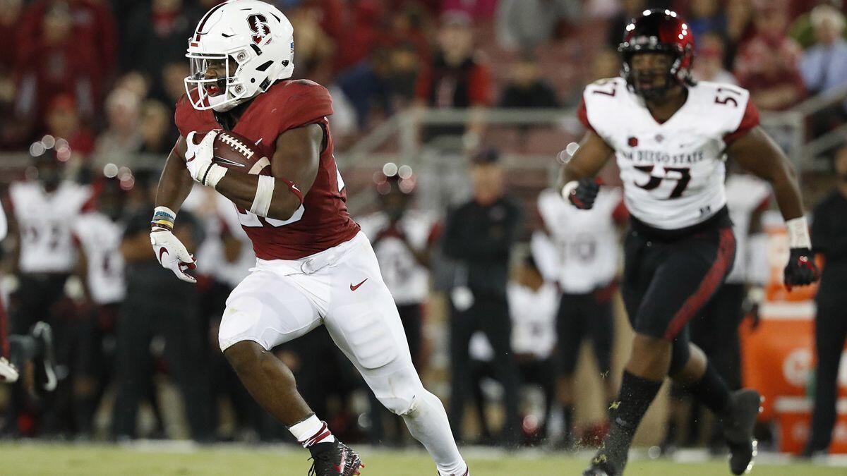 Stanford running back Bryce Love runs for a first down against San Diego State during the second half on Friday.