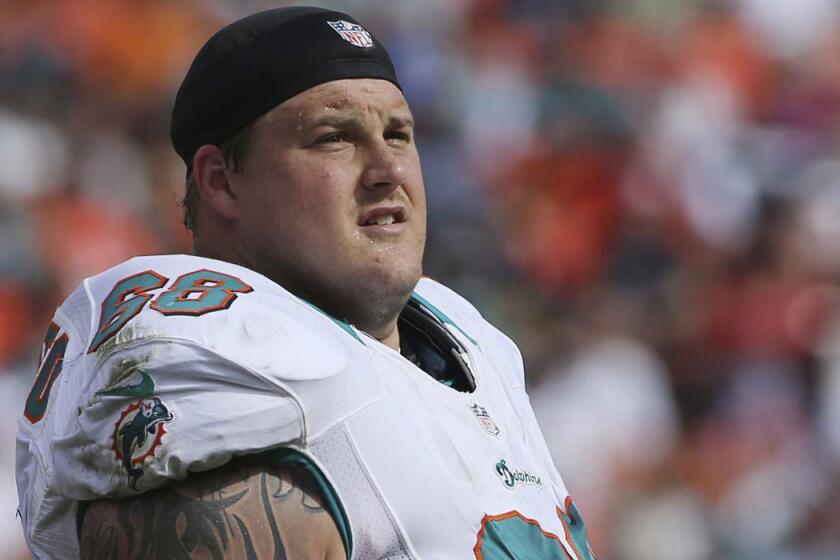 Offensive lineman Richie Incognito, shown with the Miami Dolphins in 2012, has signed with the Buffalo Bills.