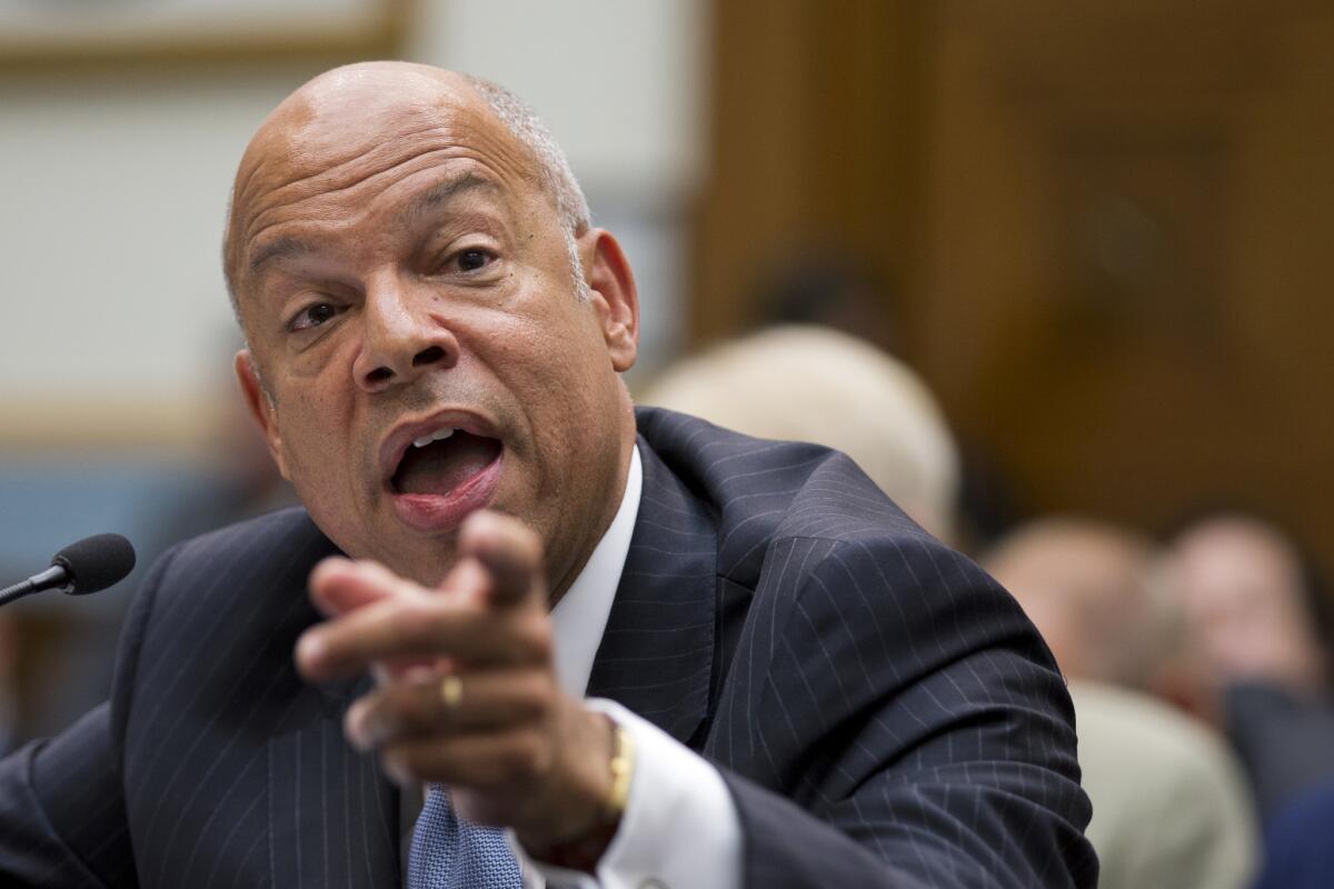 Homeland Security Secretary Jeh Johnson testifies on Capitol Hill before the House Judiciary Committee about immigration laws.