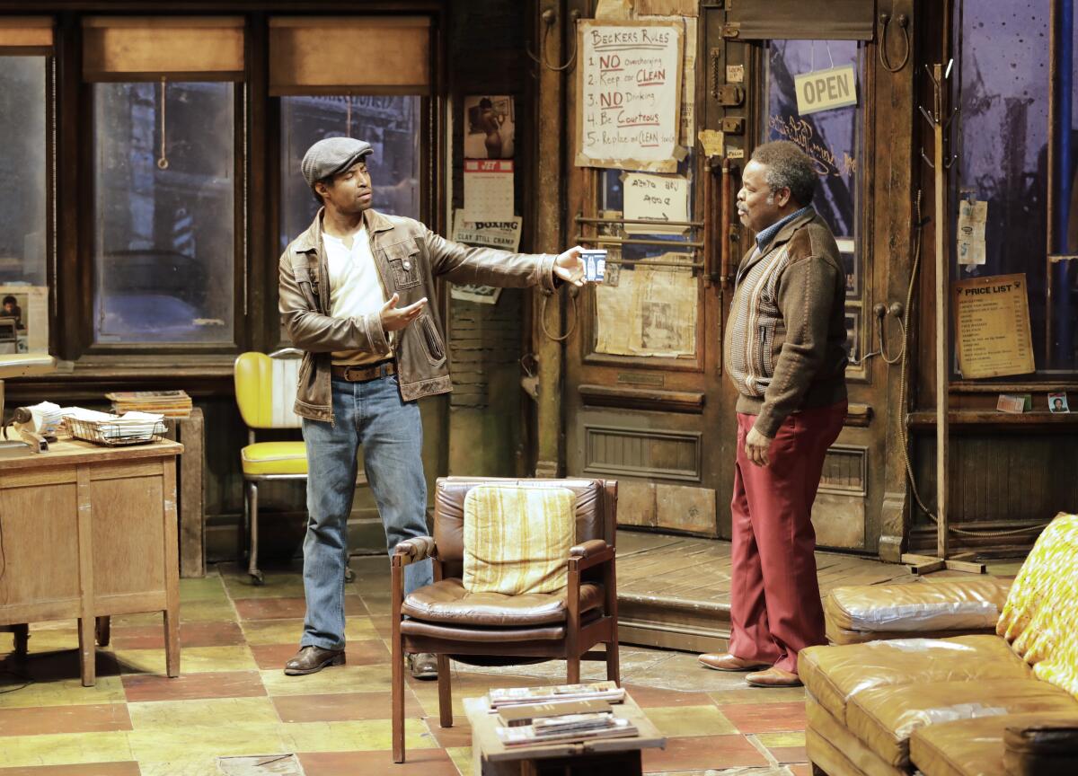 Amari Cheatom, left, and Ray Anthony Thomas in August Wilson’s “Jitney” at the Taper. 