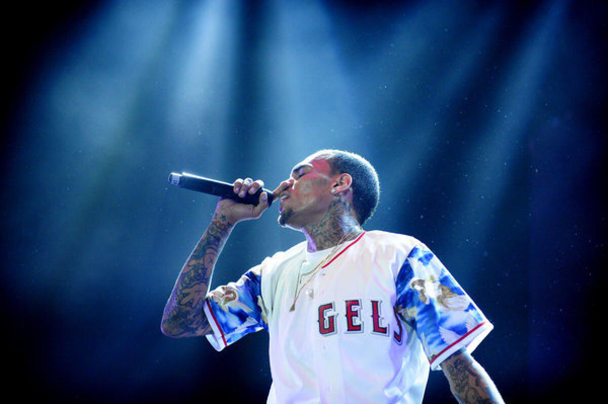 Chris Brown performs at Powerhouse 2013 at the Honda Center in Anaheim.
