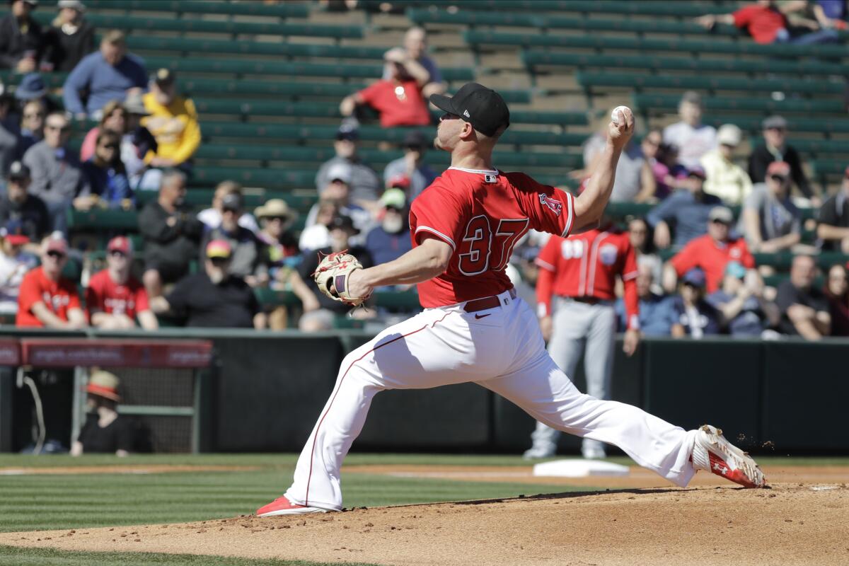 Angels pitcher Dylan Bundy delivers during a game against the Cincinnati Reds on Feb. 25.