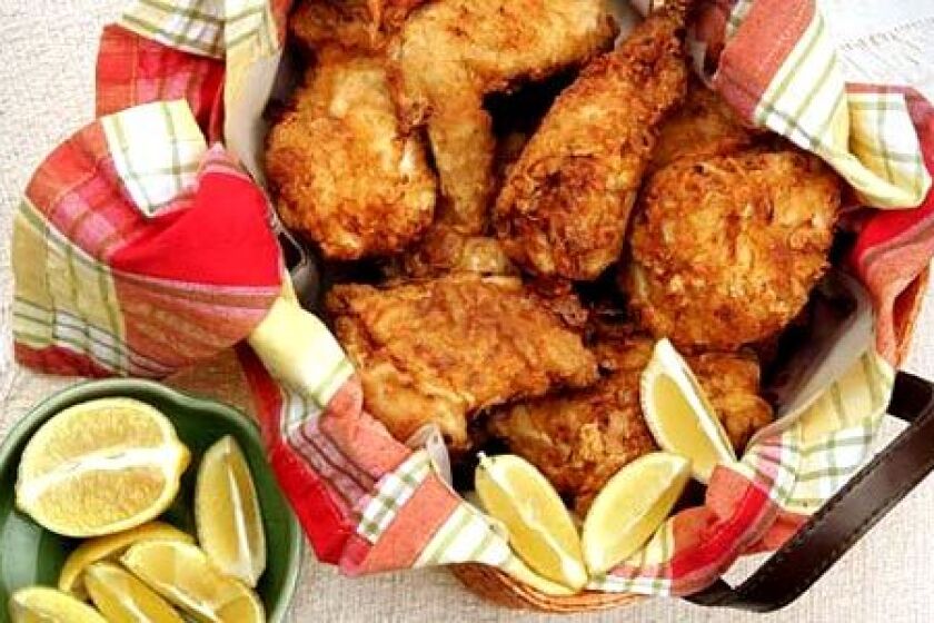 FRIED CHICKEN: The golden brown crust is made with buttermilk, and the chicken is cut into 12 pieces instead of the usual six or eight.