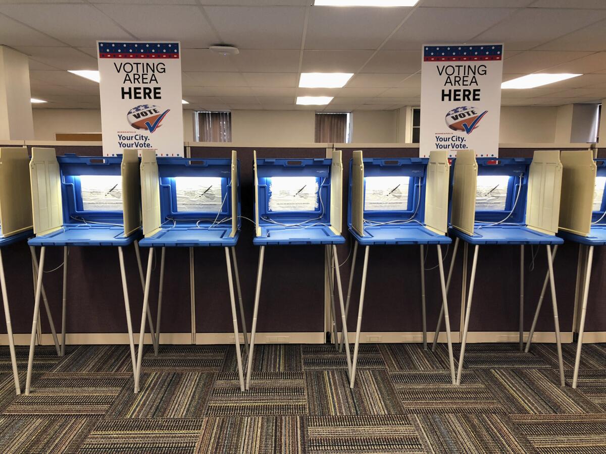 Voting booths in Minneapolis in 2018. 