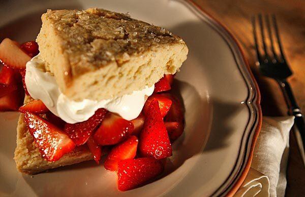 Orange-flavored shortcakes with strawberries and cream