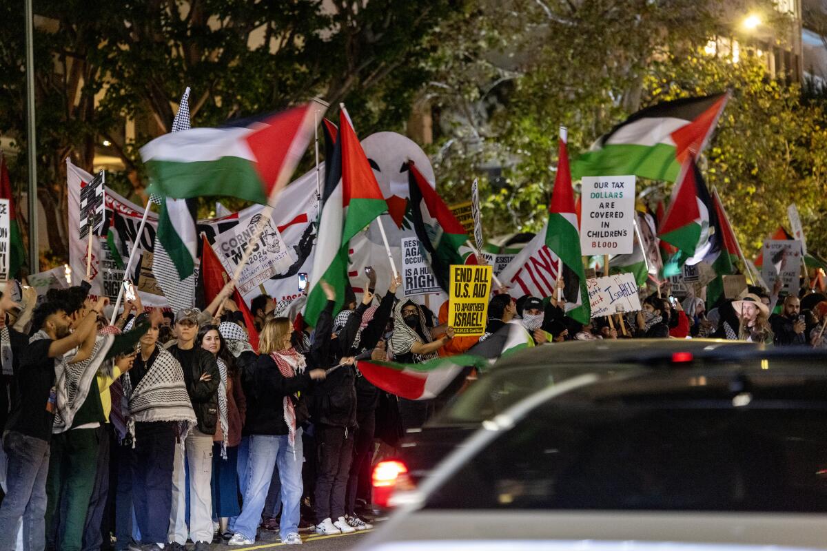 Protesters in Los Angeles call for a ceasefire in Gaza.
