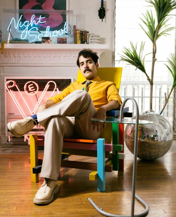 Alan Palomo, L.A. based electronic artist, formerly known as the frontman for electronic band, Neon Indian, in his home in Los Angeles on Sept. 15, 2023.