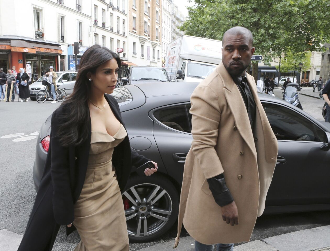 Kim Kardashian and Kanye West spend some time shopping in Paris the Wednesday before their May 24 wedding.