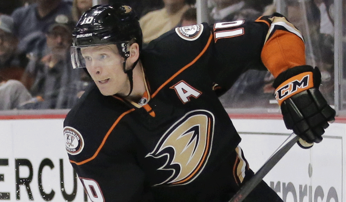 Right wing Corey Perry, shown against Calgary on Nov. 25, was injured Friday during the first period of the Ducks' 5-4 victory at Minnesota.