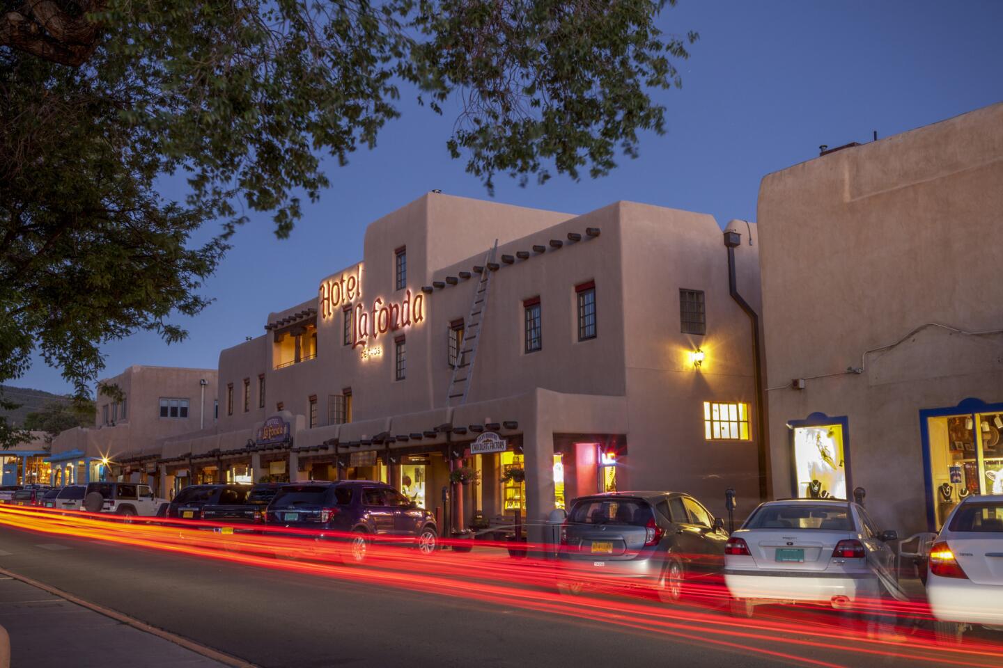 Taos Plaza and the historic Hotel La Fonda are part of a bustling downtown scene.