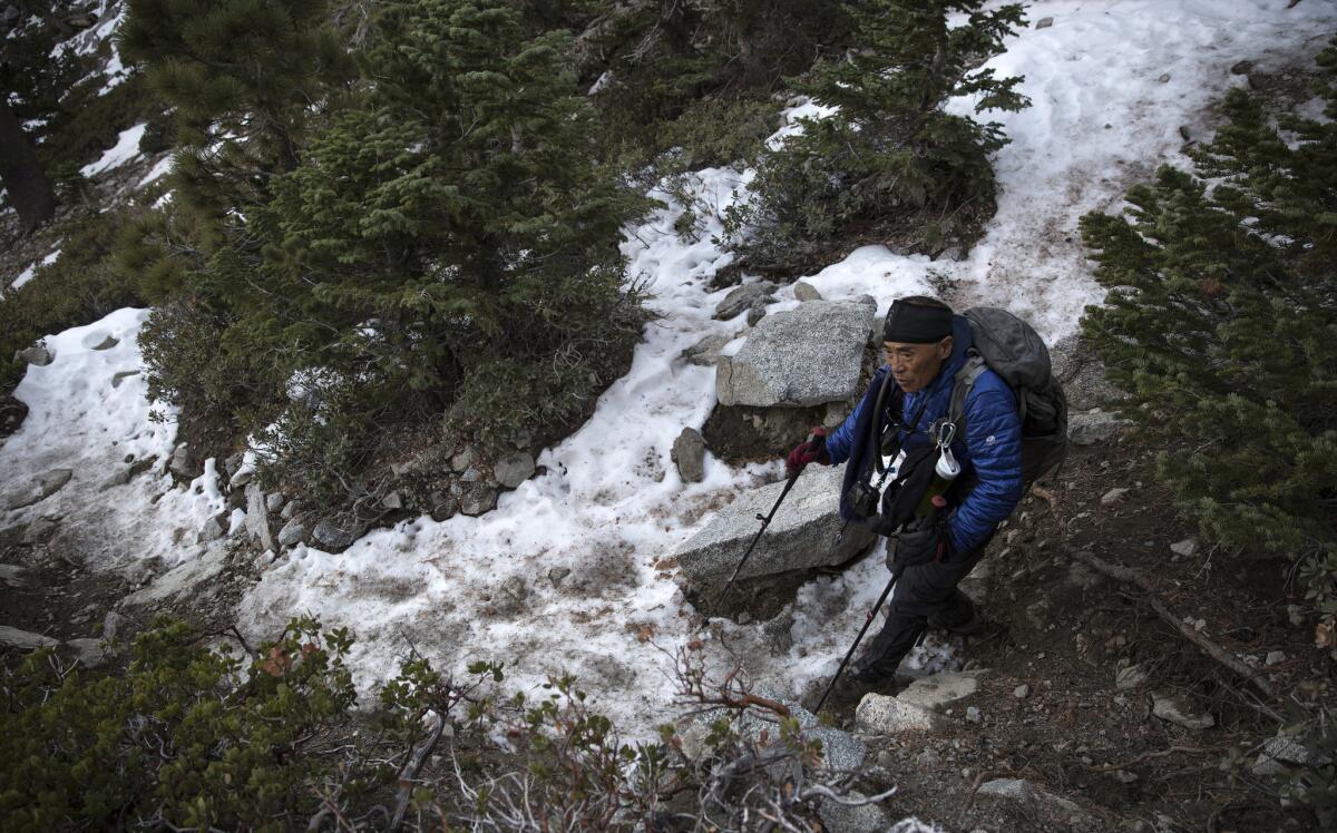 By his count, Sam Kim has climbed Mt. Baldy nearly 750 times and aims to log 1,000 summits by next year.