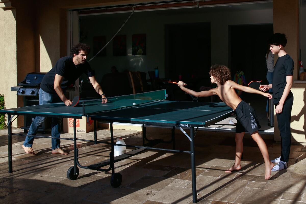 An outdoor ping-pong game