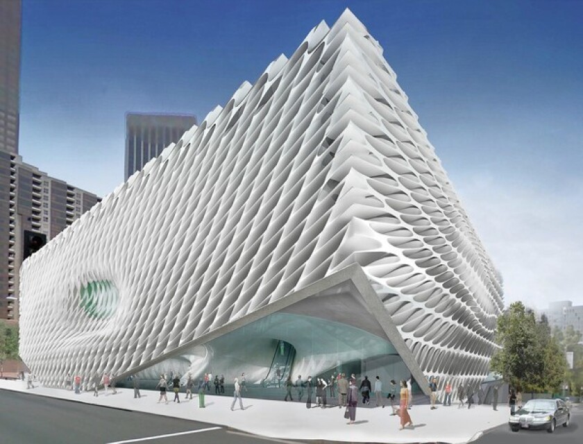 An artist's rendering of the Broad museum on Grand Avenue.