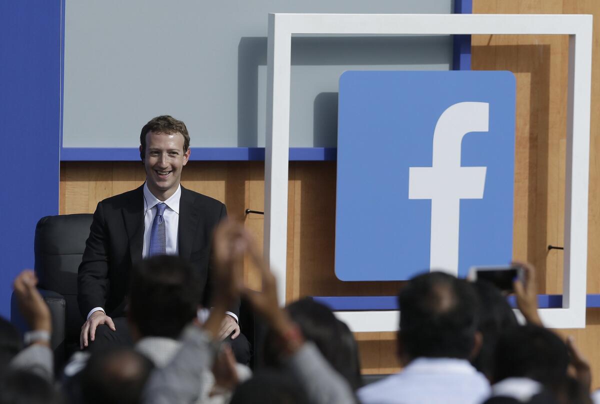 Facebook CEO Mark Zuckerberg speaks at Facebook in Menlo Park, Calif., this week.