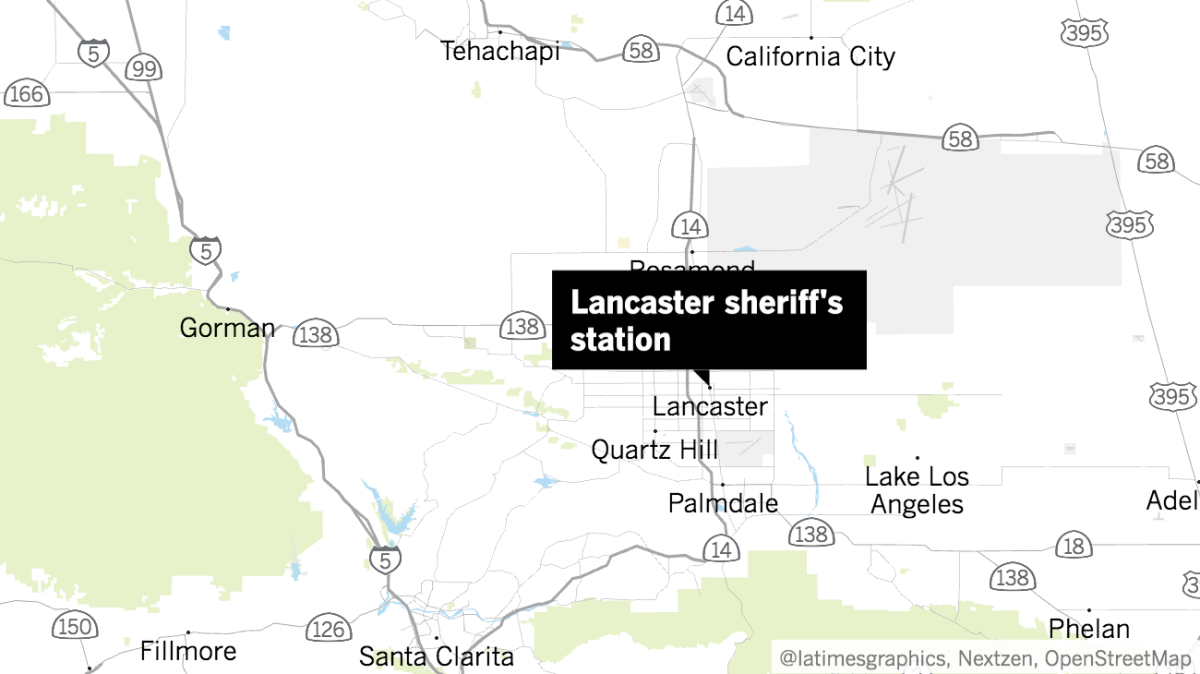 Map shows location of the L.A. County sheriff's Lancaster station, where alleged assault occurred
