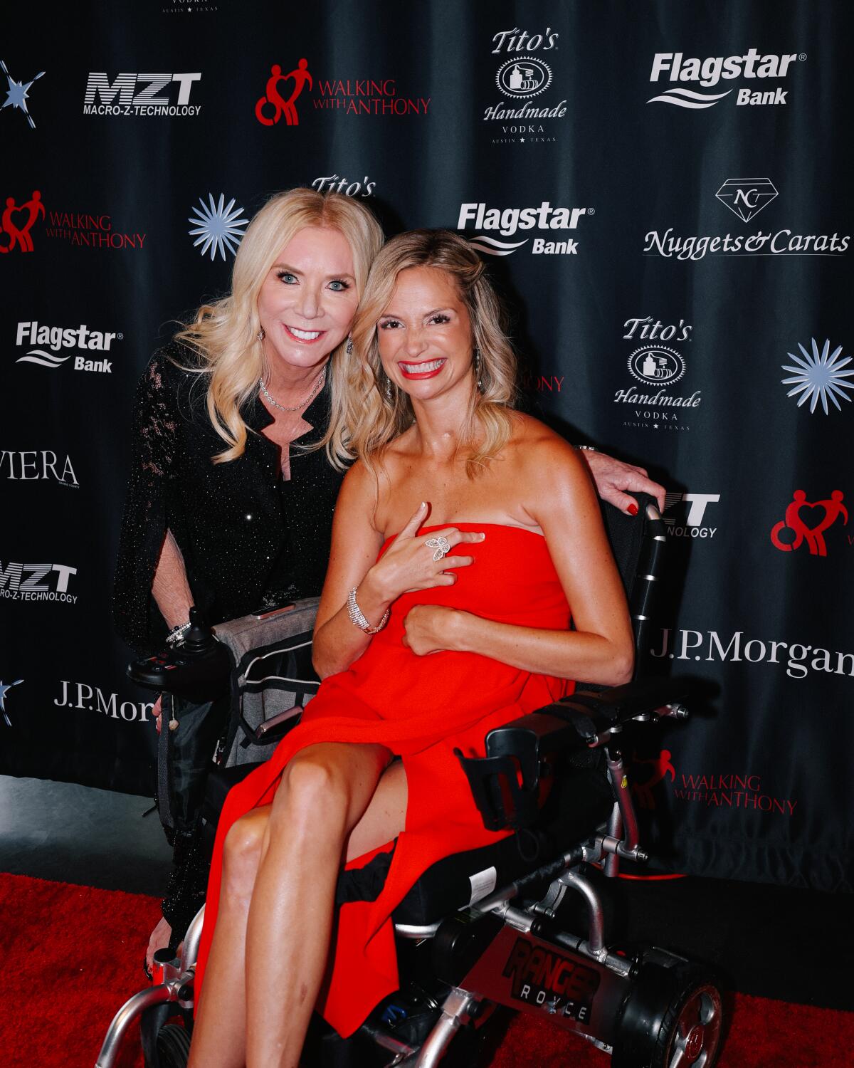 Taran Nolanand Walking With Anthony founder Micki Purcell during a fundraiser at New Port Theater.