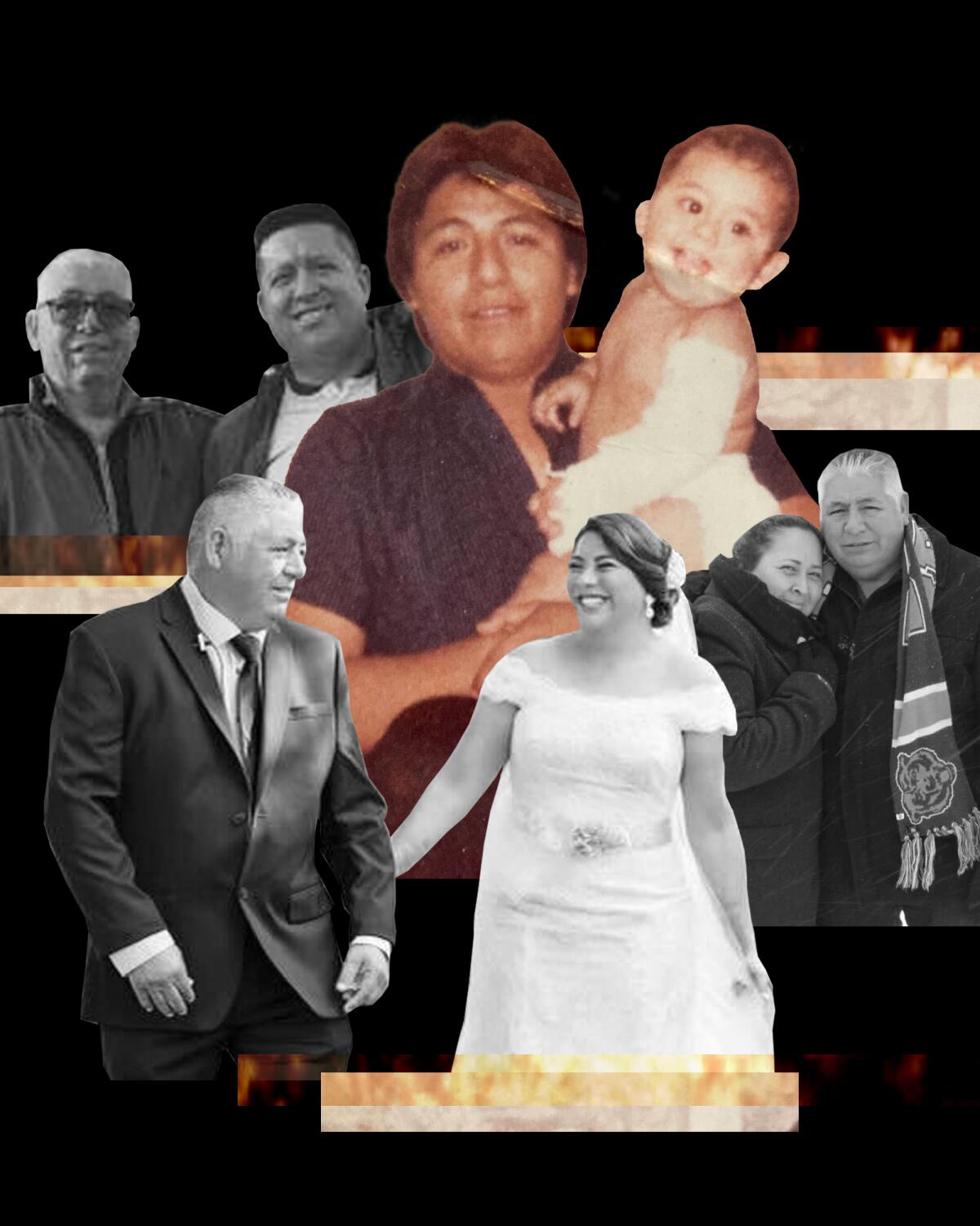 Collage of photos of the author's family 