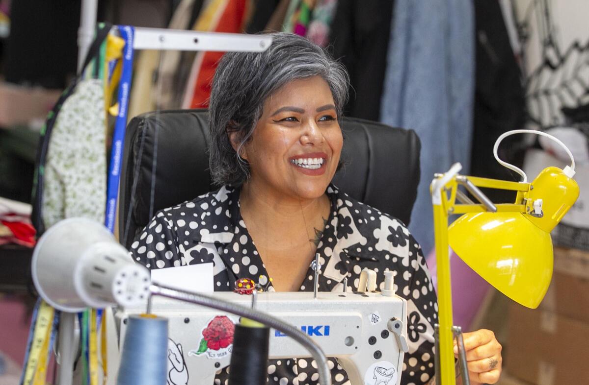 Barrio Logan seamstress Claudia Rodriguez-Biezunski is making hand-made face masks from her sewing studio "Sew Loka"