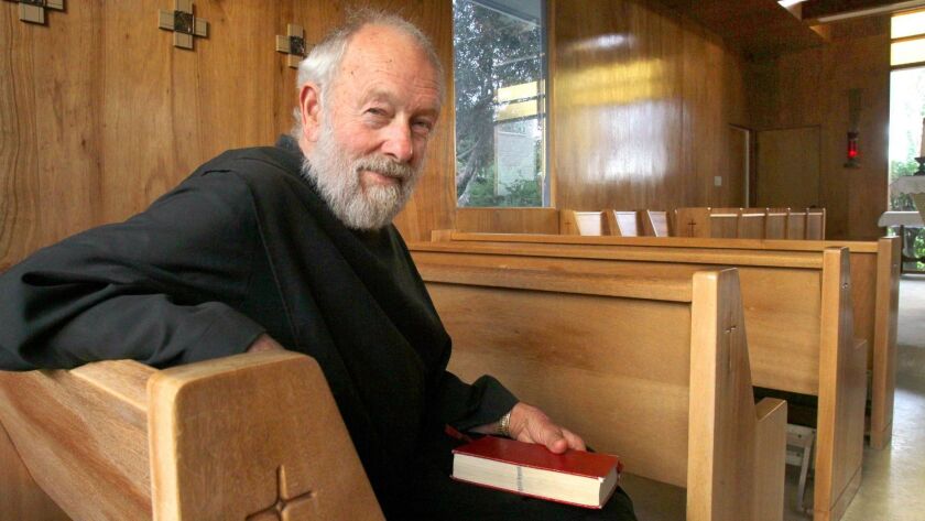 Brother Blaise Heuke, a Benedictine monk and beekeeper at Oceanside's Prince of Peace Abbey, photographed in 2015 in the abbey's chapel. He passed away at the abbey on June 21, 2018, at the age of 80.