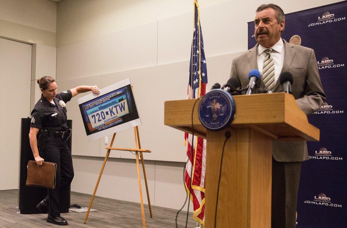 Los Angeles Police Chief Charlie Beck at Thursday's press conference.