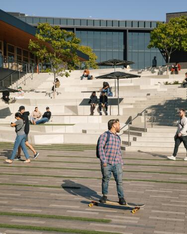 People walk at the Culver City Steps