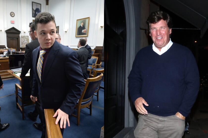 Photos of Kyle Rittenhouse and Tucker Carlson