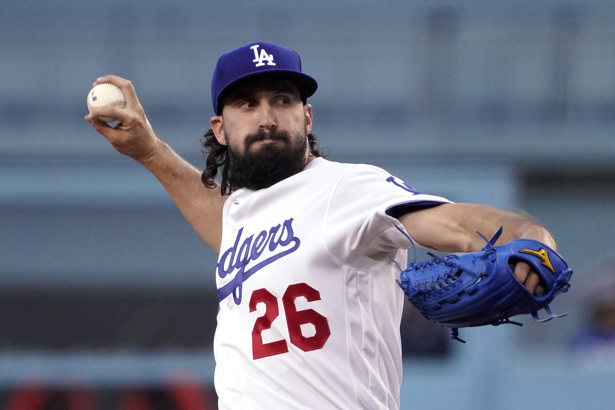 Dodgers pitcher Tony Gonsolin delivers during a game.
