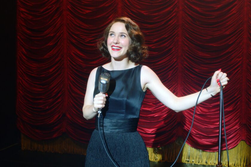 Rachel Brosnahan as Midge performing stand-up in 'The Marvelous Mrs. Maisel'