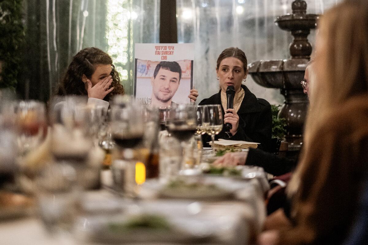 Family members of Israeli hostages tell their stories over dinner in Beverly Hills.
