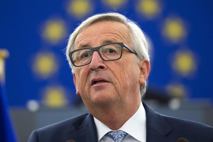 European Commission President Jean-Claude Juncker delivers his State of the Union speech at the European Parliament in Strasbourg, eastern France, on September 13, 2017. / AFP PHOTO / PATRICK HERTZOGPATRICK HERTZOG/AFP/Getty Images ** OUTS - ELSENT, FPG, CM - OUTS * NM, PH, VA if sourced by CT, LA or MoD **