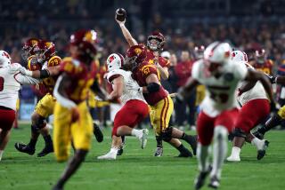 USC quarterback Miller Moss passes the ball during the Trojans' win over Louisville Wednesday in San Diego. 